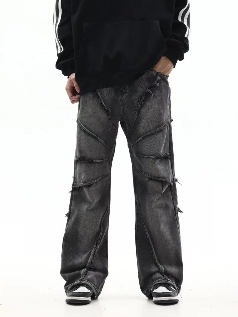 Web-styled Distressed Baggy jeans