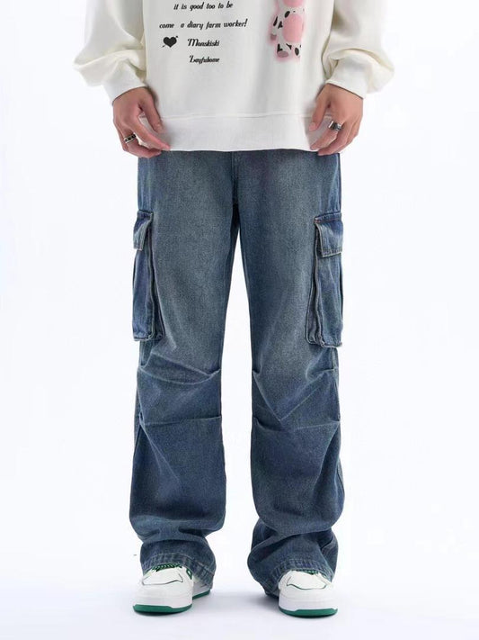 Denim cargo pants