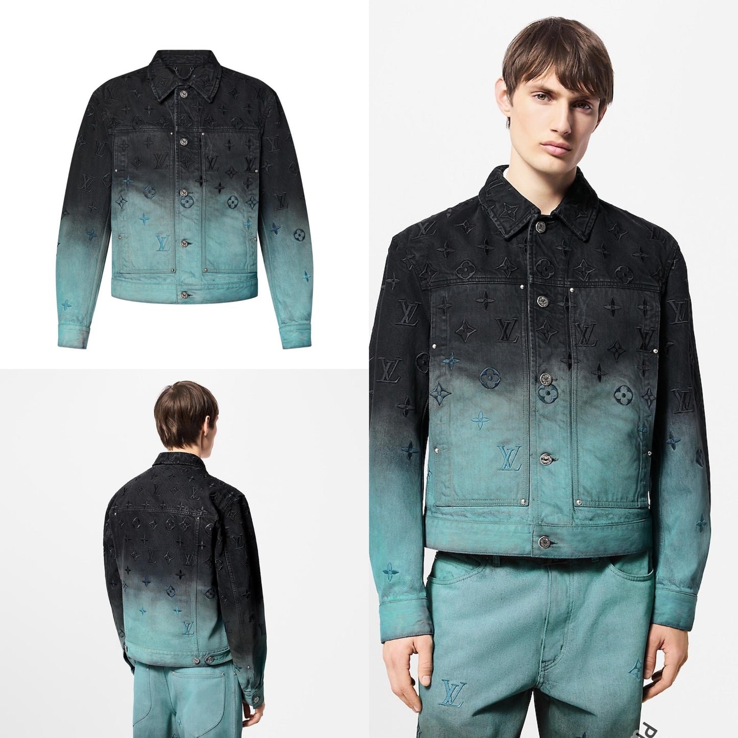 High Quality Louis Vuitton Embroidered Denim Blouson Jacket